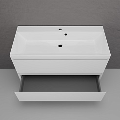 Style Line Тумба с раковиной Манхэттен 100 Plus подвесная эмаль белая матовая – фотография-5